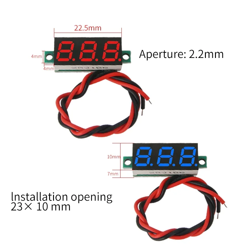 0.28 인치 DC LED 디지털 전압계, 0-100V 전압계, 자동 자동차 모바일 전원 전압 테스터 감지기, 12V 적색 녹색 청색 황색