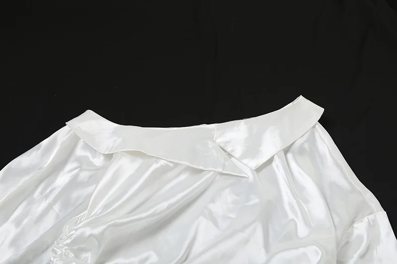 Elegant Draped Mini Dress For Women Sexy Backless Irregular Skew Collar Long Sleeve Party Dresses Solid High Waist