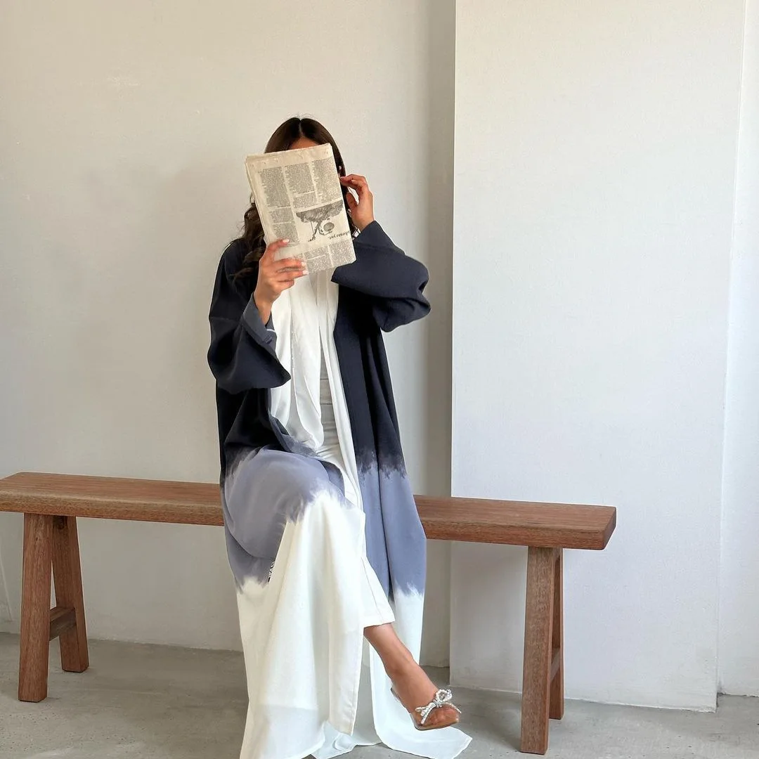 MQ066 Muslim Clothing Fashion Tie Dye Cape Summer New European Cardigan Dress Abaya  Muslimische Abendkleid  Robe Ramadan