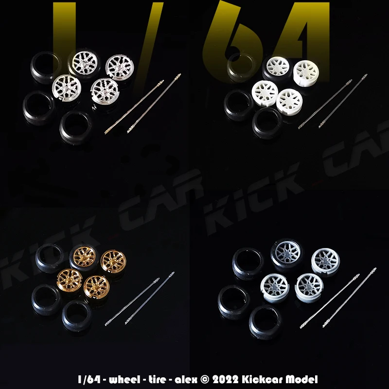 1/64 Set Di Ruote Per Hotwheel Con Pneumatici In Gomma Monoalbero Diecast Model Car Parti Modificate Giocattoli Per Veicoli Sportivi Tomica Minigt