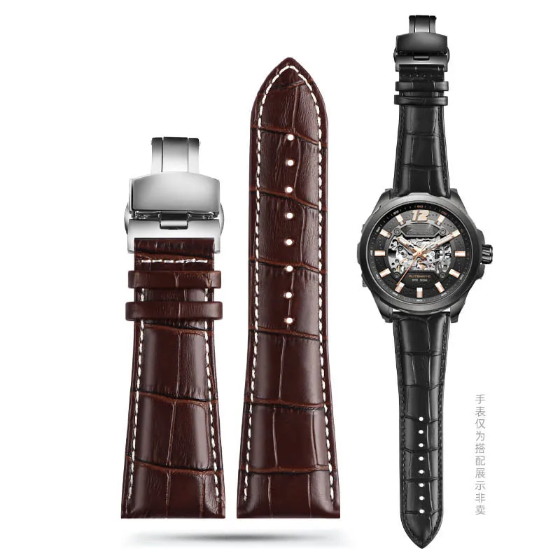 Large Width Genuine Leather Watch Strap