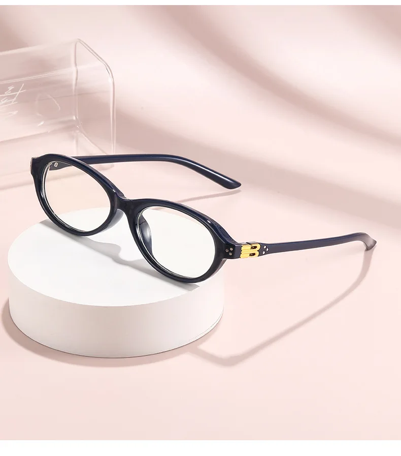 Myopie-Brille, elliptischer Rahmen, lichtempfindlicher Farbwechsel, kleiner Rahmen ohne Make-up, Anti-Blaulicht-Modebrille 6085 – Detail 17