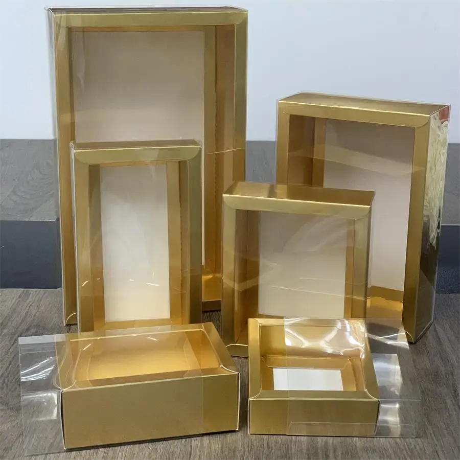 10pcs Transparent PVC Window Kraft Paper Package Boxes, Clear Dessert Drawer Box for We... - SKU PWPB1040 - UGI Packaging