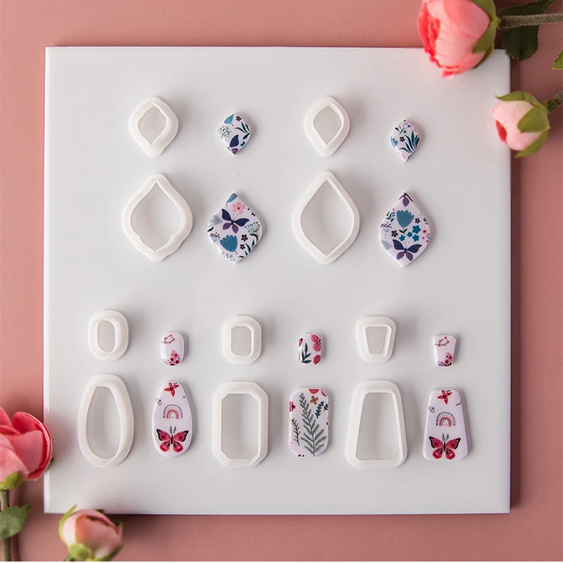 Polymer Clay Tools 2Pc/Set Geometric Shaped Polymer Clay Cutters Simple Graphics DIY Earring Pendant Jewelry Modeling Cutting Clay Mold Pottey Tool