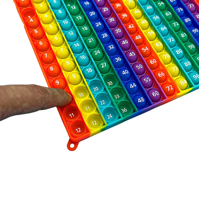 12x12 Multiplication 12+12 Addition Quick Push Fidget Math Games Pop Toys Silicone Rainbow Math Learning Educational Toy for Kid 6