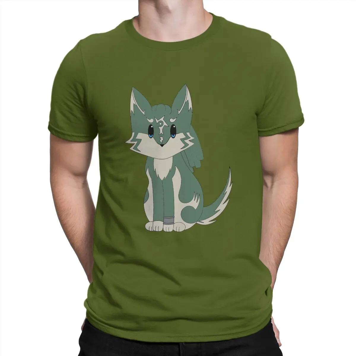 thumbnail image 1 of Camiseta informal de Twilight Princess Chibi Wolf Link para hombre, de algodón, con cuello redondo, de manga corta, de Z-Zelda, 1 of 7