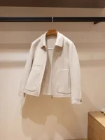 High quality Double-sided wool Keep warm in autumn and winter Gentleman Casual lapel Woolen cropped jacket luxury 2