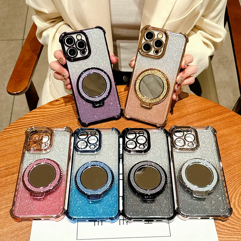 Shockproof Glitter Mirror Ring Holder Phone Case Cover
