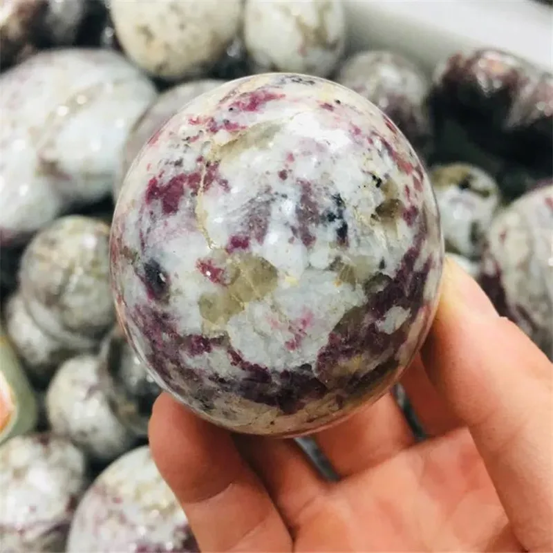 Natural rare rubellite stone quartz crystal ball home decoration natural stone cutting polishing 1pc 2