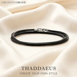Elegant Wax Rope Black Ribbon Necklace - Stylish 925 Sterling Silver Gift - 60cm
