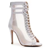 Summer High Heel Dance Shoes White Mesh Latin Ballroom Dance Boots for Woman Suede Rubber Salsa Bachata Dancing Shoes 1