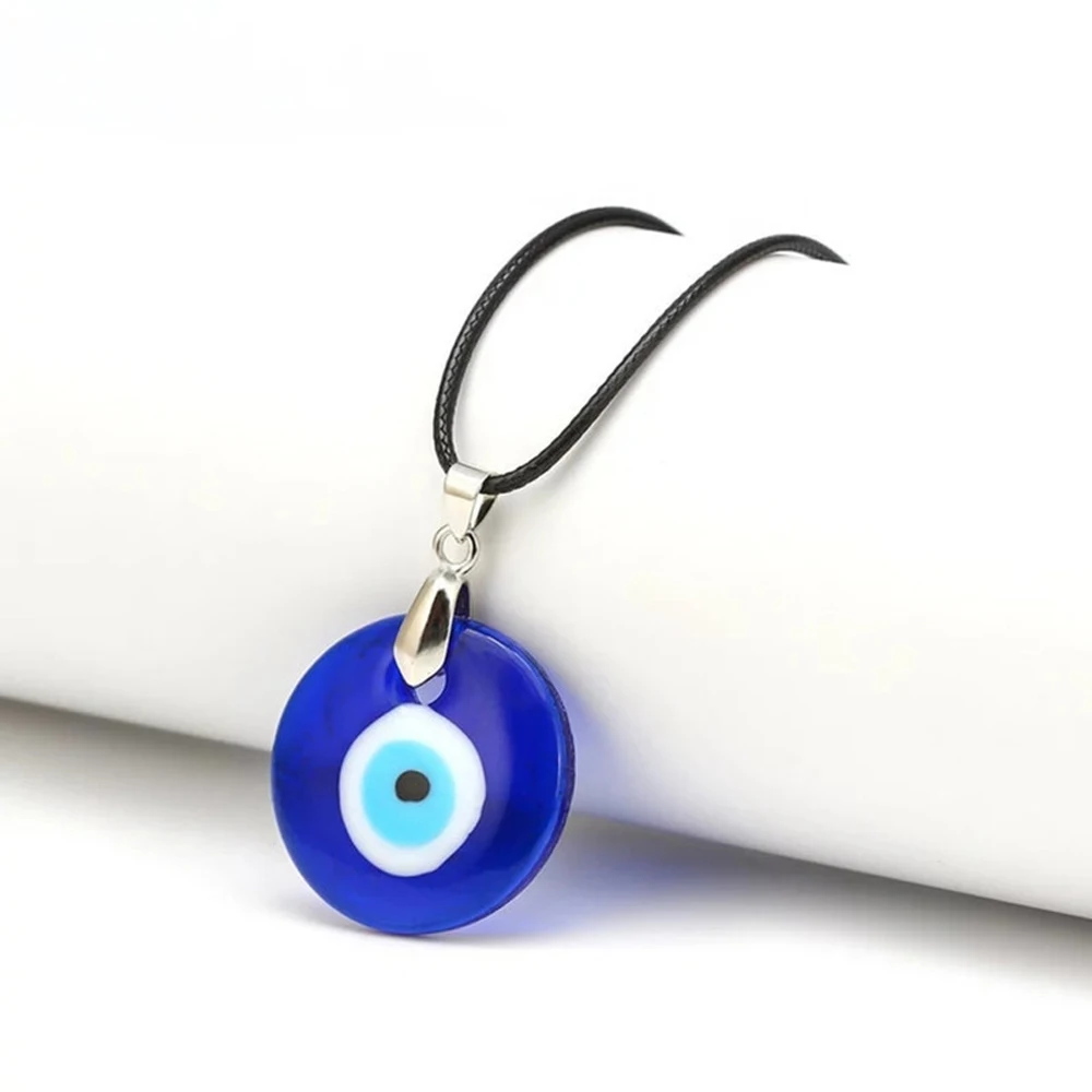 Fsunion Vintage Turquoise Blue Evil Eye Pendant Necklace Necklace Happiness Collarbone Chain Party Jewelry for Women 2024 Gifts_voghion.com
