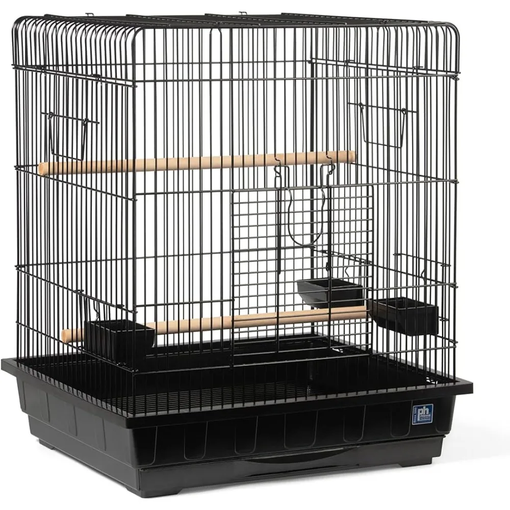 Bird Cage, Square Roof Parrot Cage,Gap Size 0.75 Inches Black Bird Cage