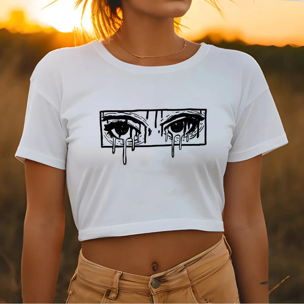 

Женский Готический укороченный топ Eye 2000s, Модный милый укороченный топ в Корейском стиле kawai fairycore