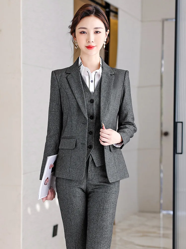 

Formal Uniform Designs Pantsuits Plus Size 4XL Professional for Women Business Work Wear Ladies Office Blazers Outfits Set