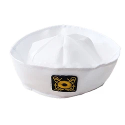 White Captain Sailor Hat for Military - Themed Parties and Cosplay (Square circle)