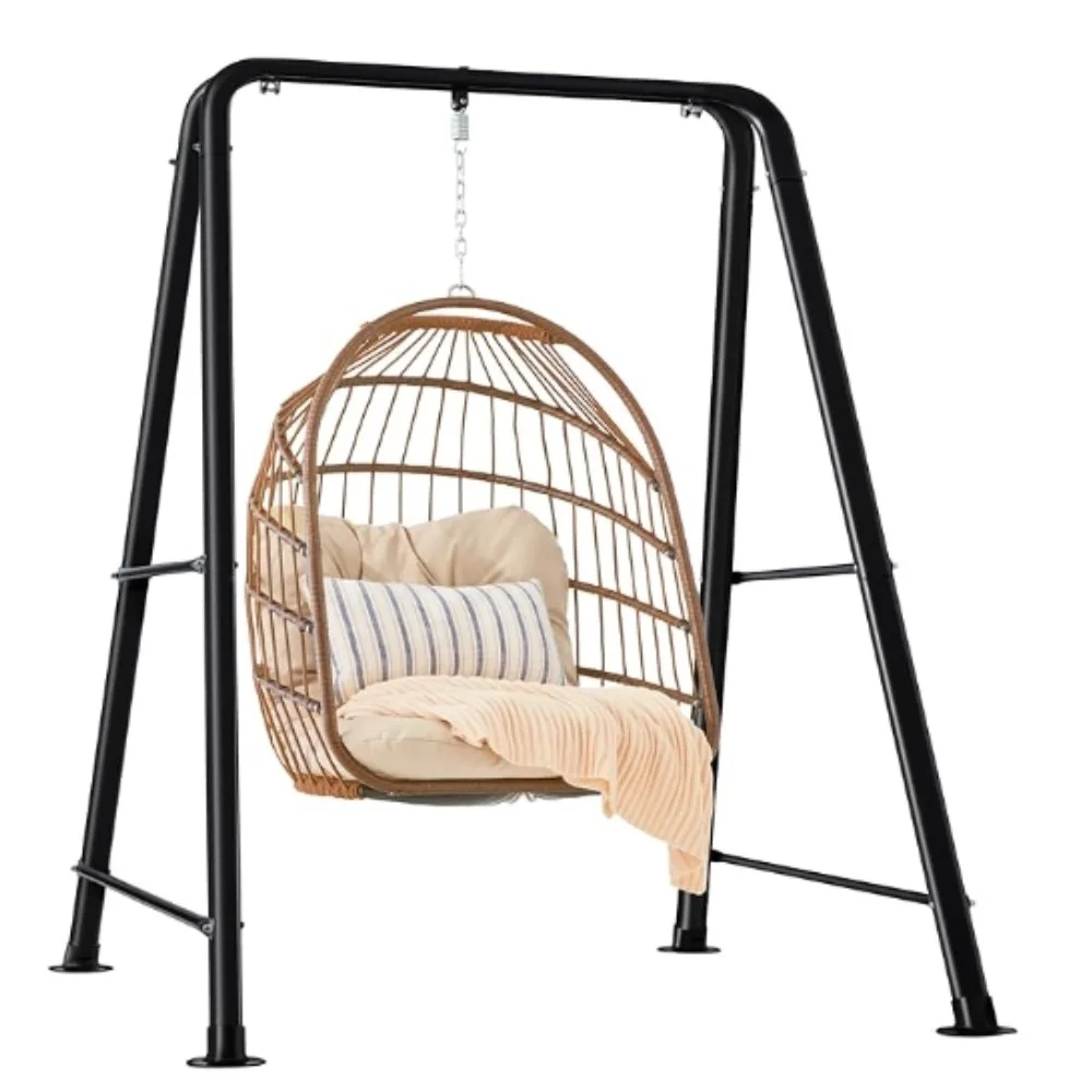 Hammock Chair Stand, 75in Tall Heavy Duty Indoor Outdoor Steel Hanging Base w/Hardware -Stand Only 6