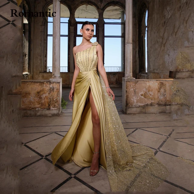 Glittery Off Shoulder Gold Gold Evening Gowns With Detachable Train, Beaded  Satin, And Sequins Perfect For Arabic Dubai Special Occasions From  Queenshoebox, $307.74 | DHgate.Com