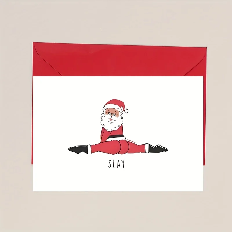1 Stück lustige Weihnachtskarte mit Weihnachtsmann-Splitting-Design – humorvolle Feiertags-Grußkarte, hochwertiges Papier, perfekt als Büro-Geschenk – Detail 7