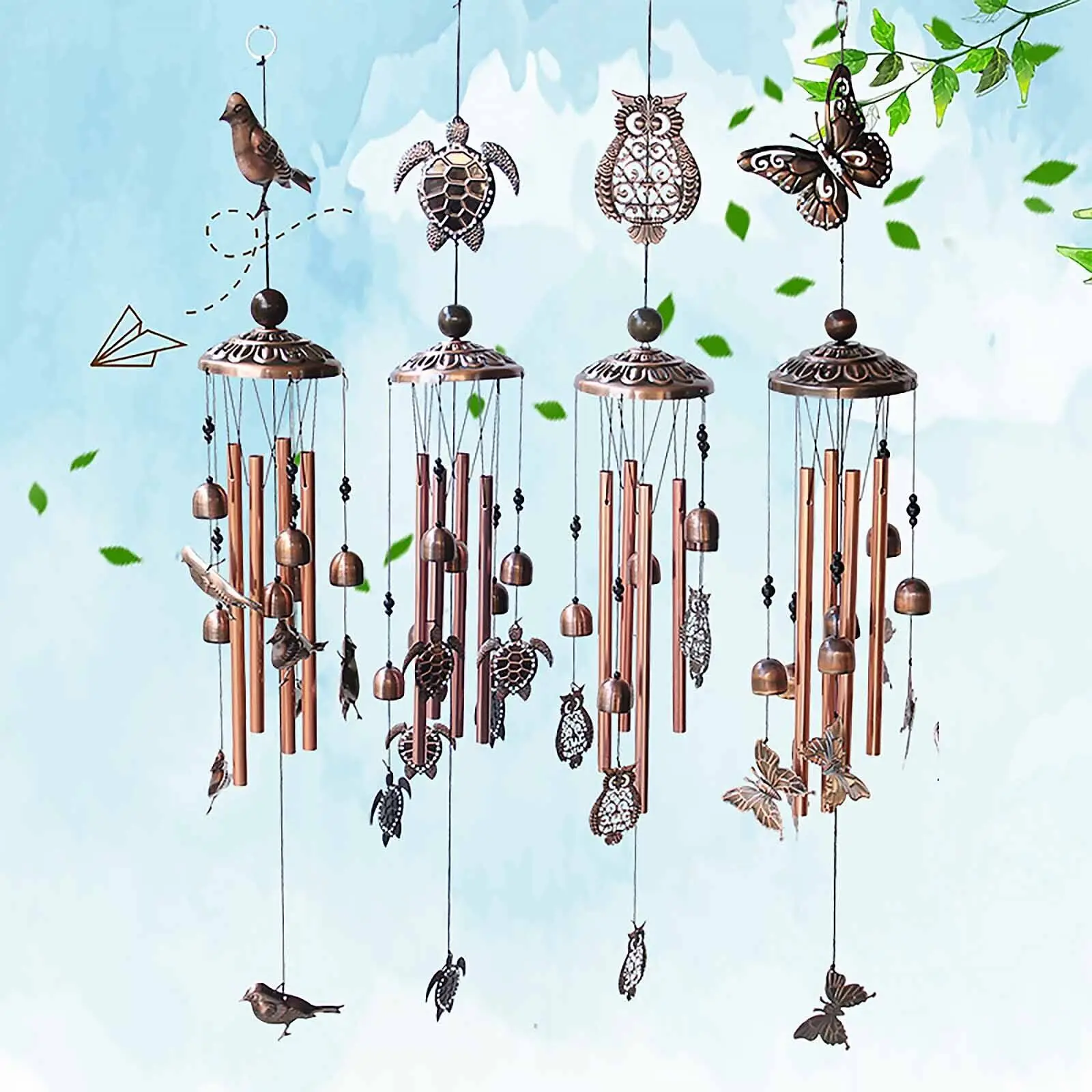 

Retro Style Wind Chimes Iron Art Garden Patio Outdoor Wall Hanging Ornament Creative Owl Metal Wind Bells Home Yard Decor
