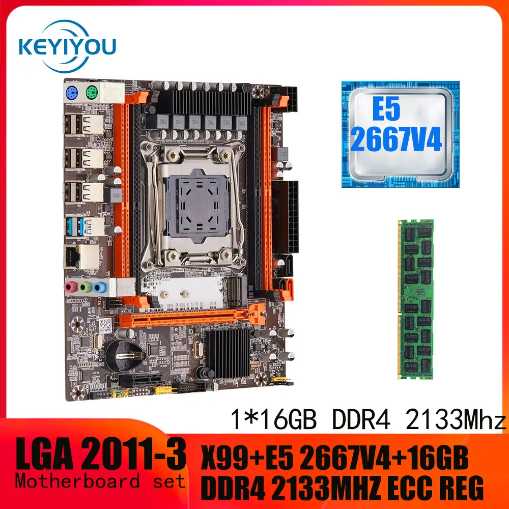 LGA 2011 3 X99 Kit de Placa Mãe Com Xeon v4 Original Xeon E5 2667 V4 3 ...