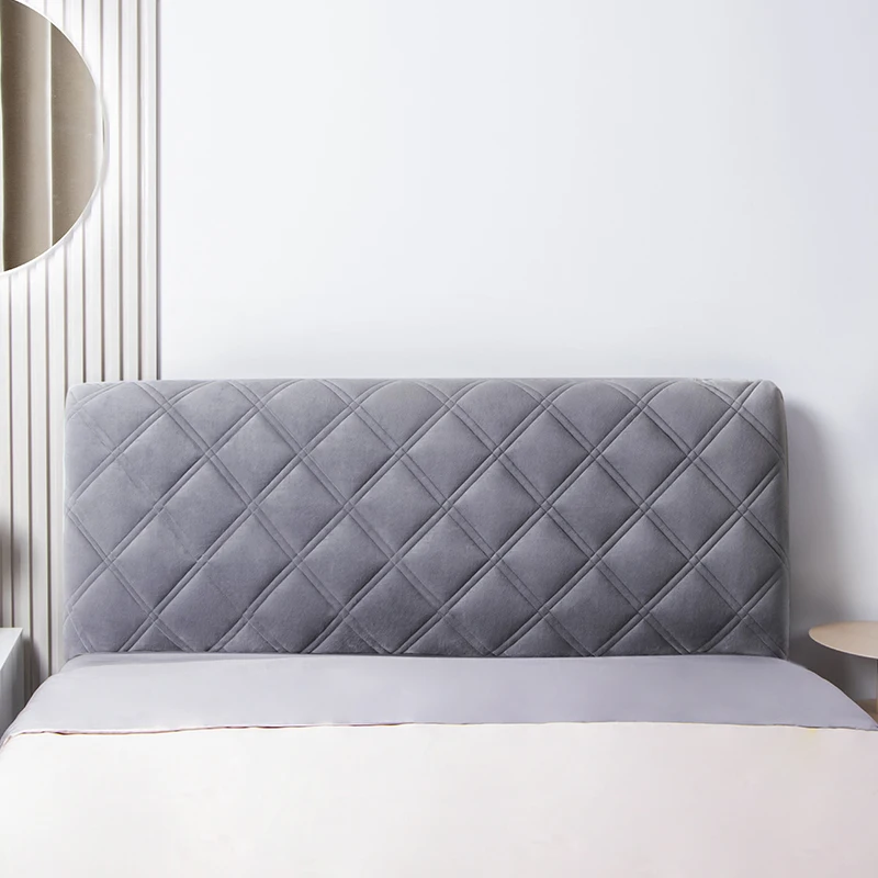 All-inclusive Short Plush Quilting Bed Head Cover Luxury Soft Thicken Velvet Quilted Headboard Cover Solid Color Backrest