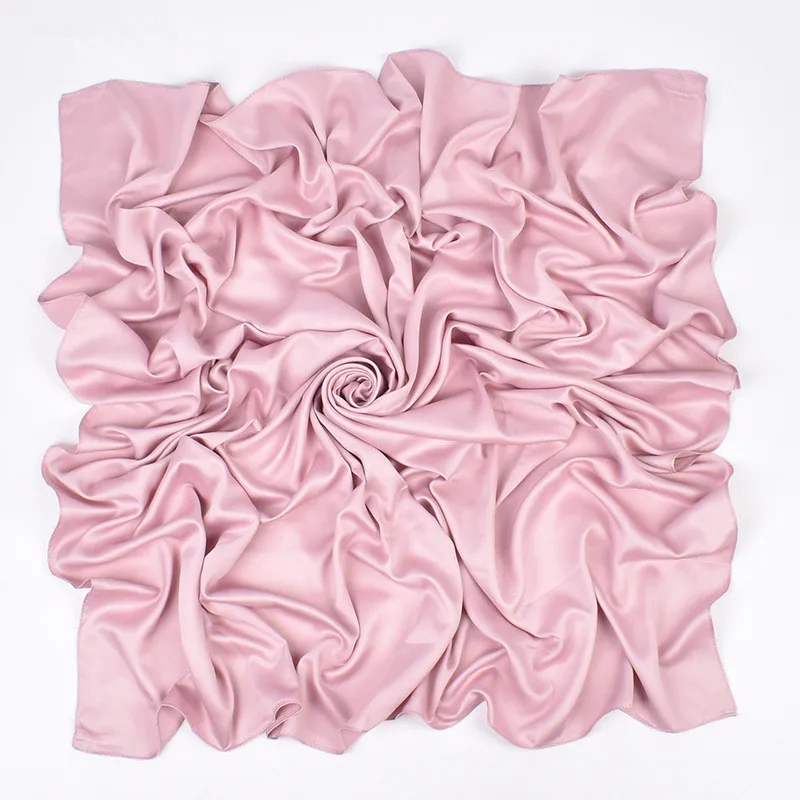 110cm*110cm Einfarbiger Satin Quadratischer Kopfschmuck Damen Mode Quadratischer Kopfwickel Schal Tücher Foulard Hijab Halstuch Bandana – Detail 25