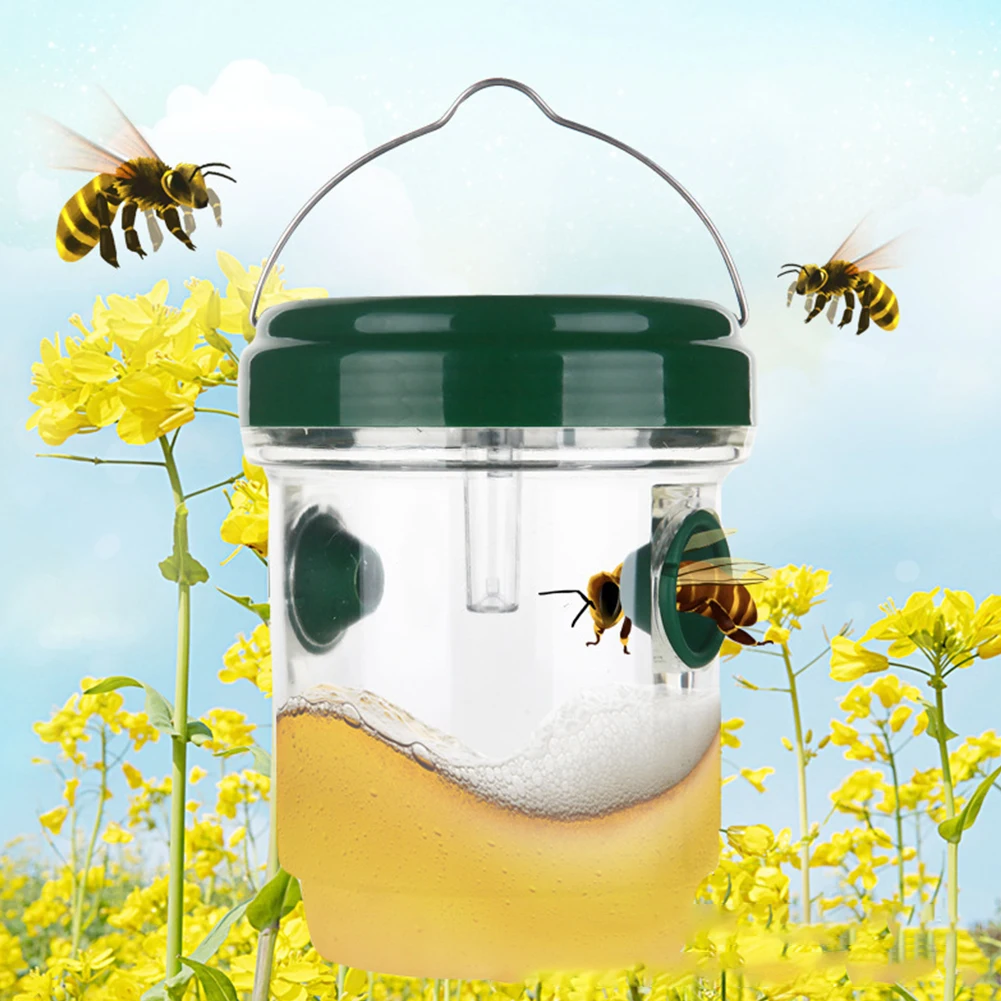 2Pcs Solar Wasp Trap Solar Powered Bee Traps Waterproof hanging Hornet Killer with LED Light Outdoor Wasp Deterrent for Outside