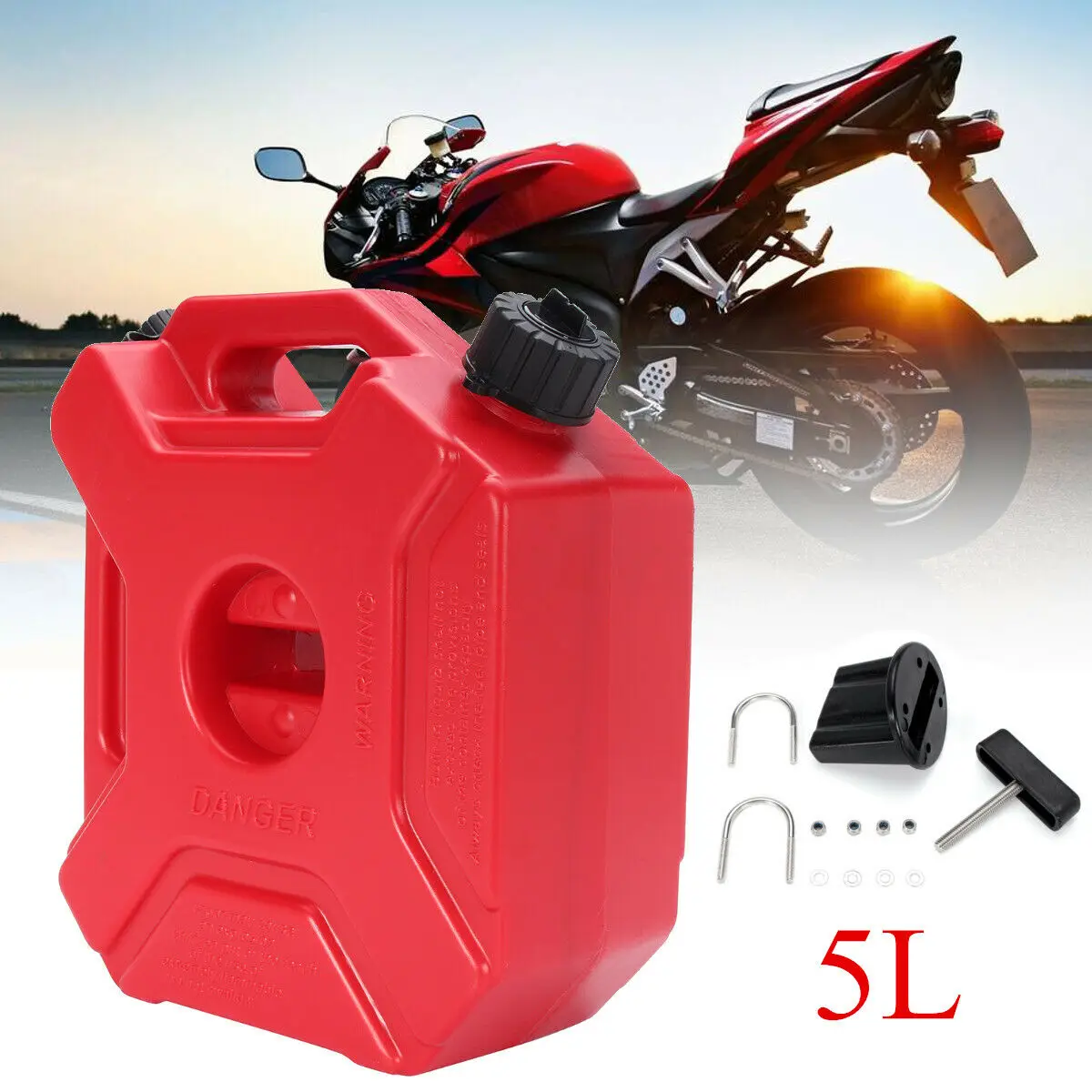 5Litre Boat ATV Motorbike Car Jerry Can with Holder Lock Diesel Gas Petrol Jerrycan Spare Fuel Container Carrier Drum Heavy Duty