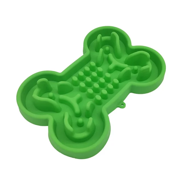 Pet Slow Food Bowl Silicone Bone Shaped Anti-Skid Dog Bowl Cats Feeding Bowls Leakproof Food Feeder Training Dog Slow Food Pet 6