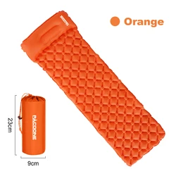 Ultralight Outdoor Camping and Beach Sleeping Pad with Built-in Pillows (Orange)