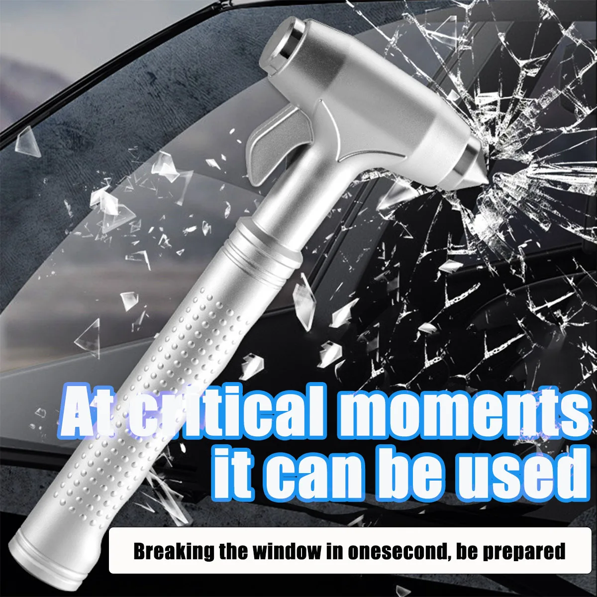 Escape Hammer Emergency Window Breaker 1PC Multi-function Car Emergency Escape Window Breaker and Seat Belt Cutter Hammer Silvery