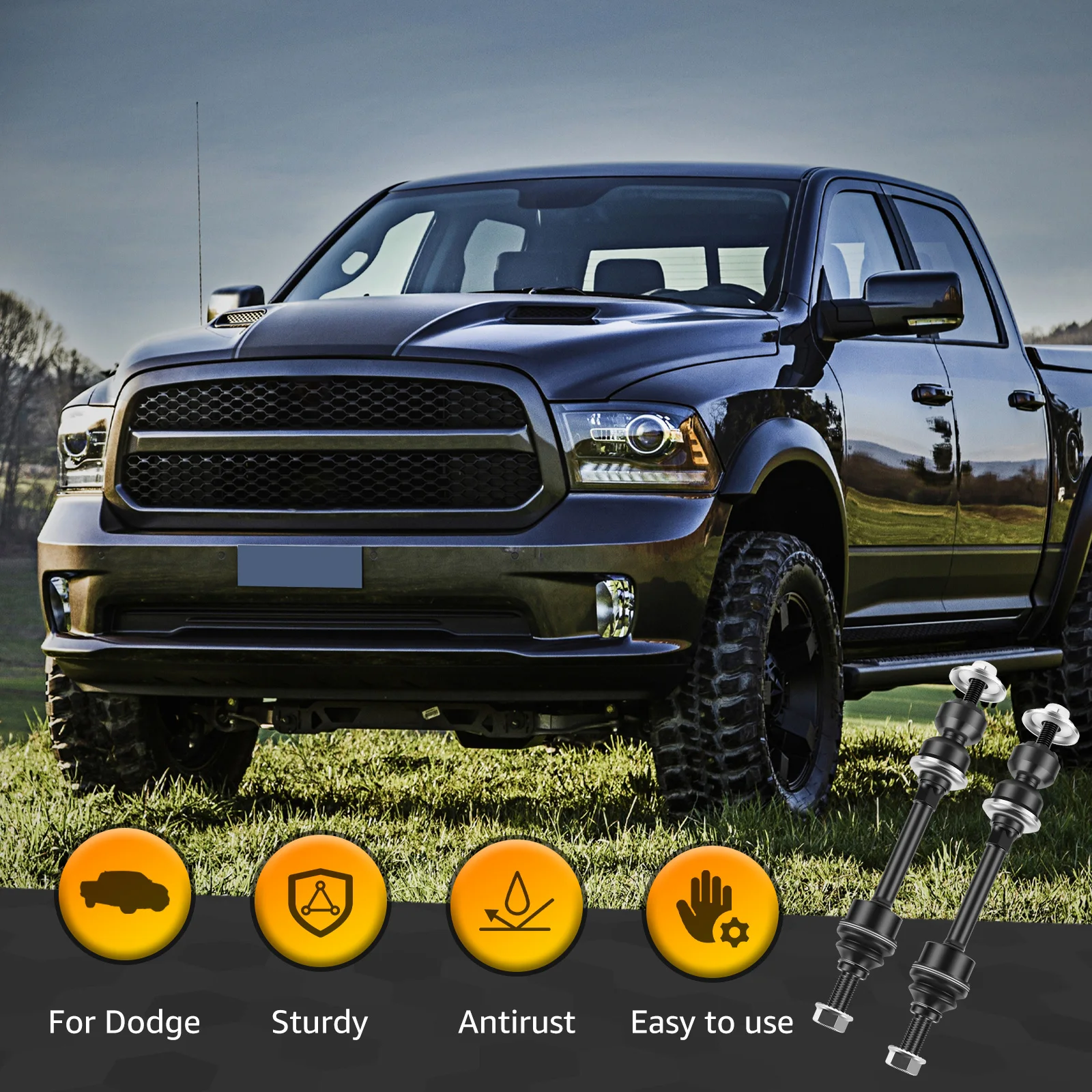 2Pcs Front Stabilizer Bar Link Compatible for 2006 to 2010 1500 4WD Rustproof Front Sway Bar Link Front Sway Bar End Link