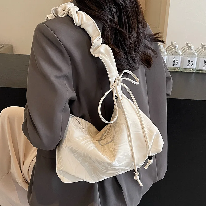 Richme Fashion Women Handbags 2024 New Y2K PU Wrinkled Underarm Shoulder Bags Luxury Designer Elegant Crossbody Bolso Mujer
