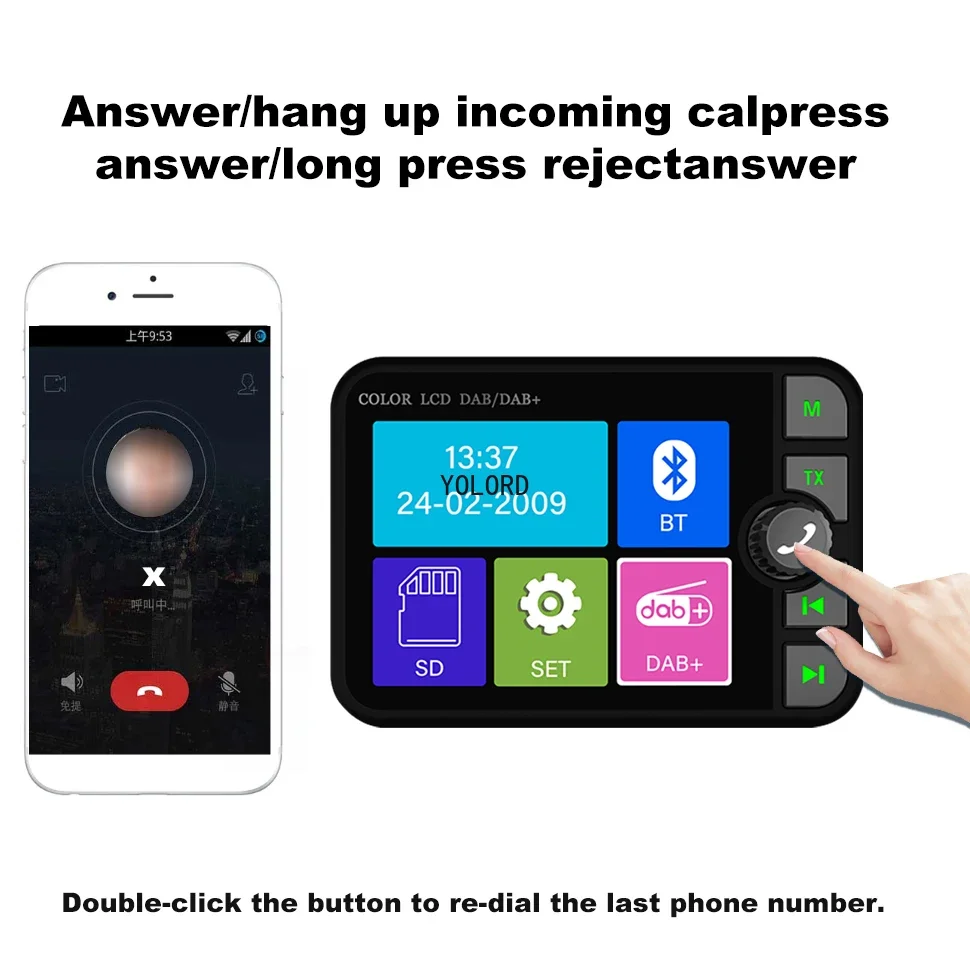 EU AU DAB+ Radio Receiver In Car 2.4inch Screen Stereo Digital Signal Antenna Broadcast Adapter FM Transmitter BT AUX TF Card