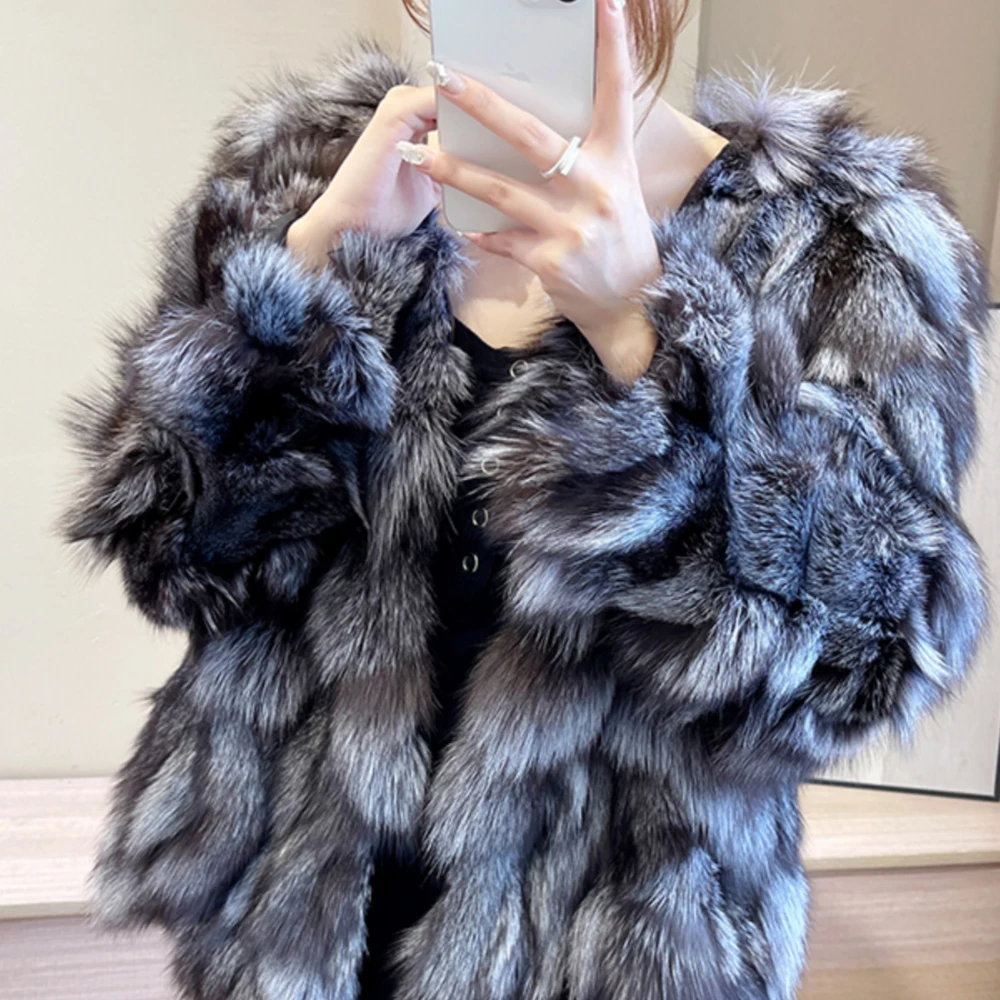Femmes hiver en plein air mode réel manteau de fourrure de renard naturel chaud veste de fourrure de renard femme de luxe 100% véritable manteau de fourrure de renard