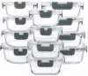M MCIRCO 24-Piece Glass Food Storage Containers with Upgraded Snap Locking Lids,Glass Meal Prep Containers Set - Airtight Lunch 1
