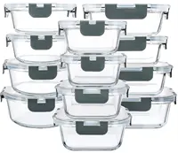 M MCIRCO 24-Piece Glass Food Storage Containers with Upgraded Snap Locking Lids,Glass Meal Prep Containers Set - Airtight Lunch 1