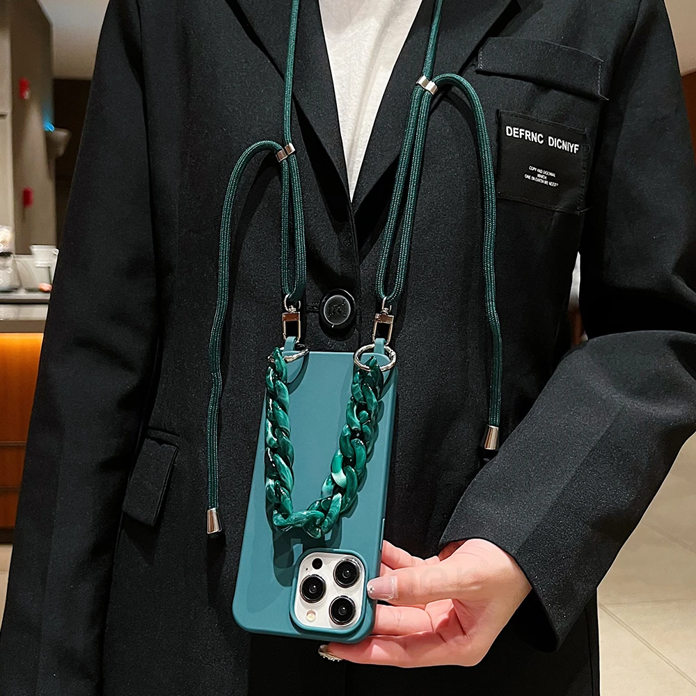 Elegant Crossbody Lanyard with Soft Acrylic Bracelet and Shockproof Silicone Case