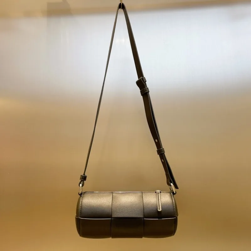 

PU Leather Weave Cylindrical Pillow Crossbody Bags For Women 2023 Summer Fashion Shoulder Luxury Handbags And Purses Female