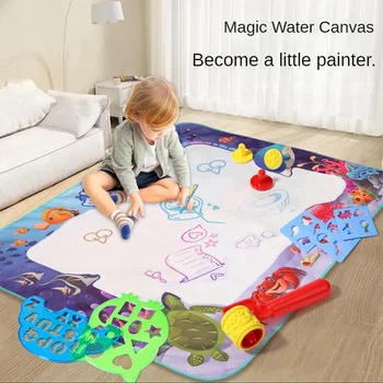 100x80CM Magic Water Drawing Mat Coloring Doodle with Reusable Magic Pens Montessori Painting Board Educational Toys Kids Gifts 1