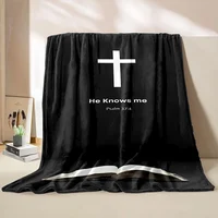 HD Holy Bible Cross Pray Soft Flannel Blanket for Bed Bedroom Sofa Picnic, Warm Throw Blanket for Cover Outdoor Leisure Nap Gift 1