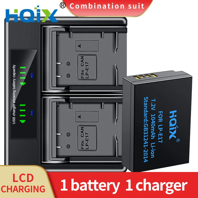 

HQIX for Canon E0S Rebel T6i T8i R8 SL2 SL3 EOS Kiss X9i X8i 8000D X10i X10 X9 M6 Mark Ⅱ R100 Camera LP-E17 Dual Charger Battery