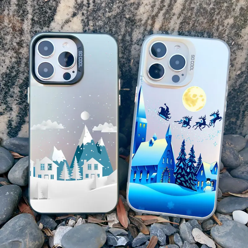Schneelandschaft Weihnachten Handyhülle für iPhone 14 13 12 Mini 11 Pro Max 17 16 15 Pro Max Plus Stoßfeste Laser-Cover – Detail 11