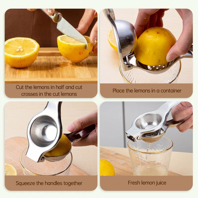 Fruit Juicer Stainless Steel Lemon Squeezer Portable Manual Juicer Processor Durable Orange Squeezer Washable Fruit Press Kitchen Accessories