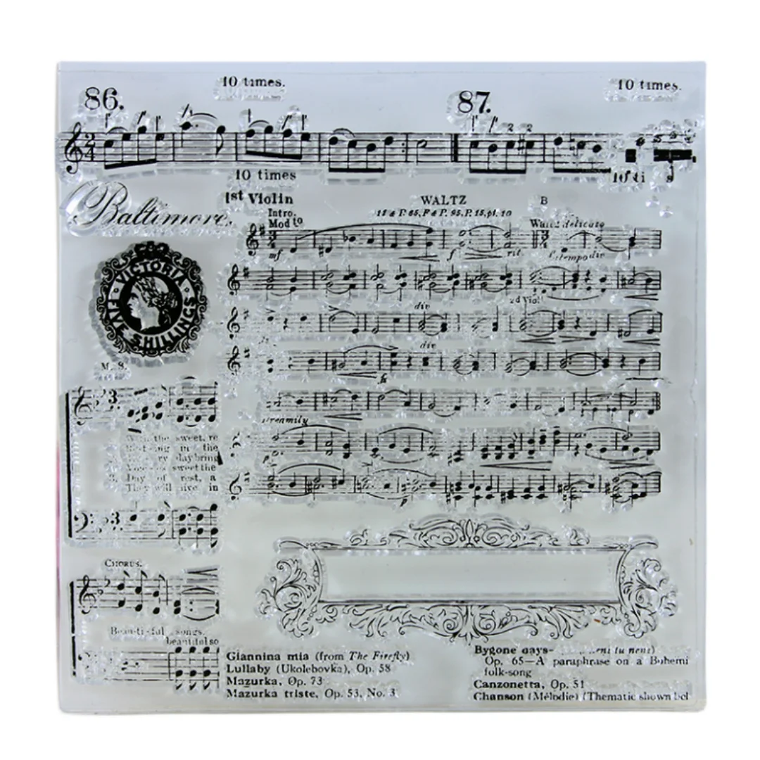 Music Silicone Clear Stamps For Scrapbooking DIY Album Cards Making Decoration Embossing Craft Rubber Stamp 14.5x14.5cm