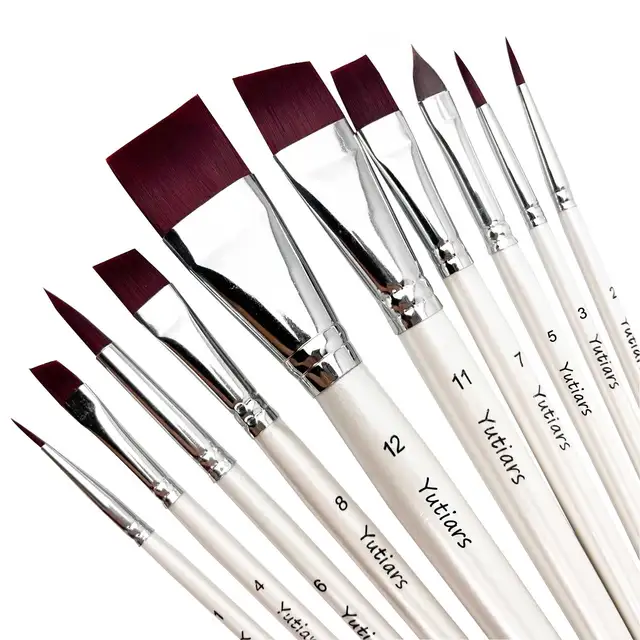 10pcs Flat & Angled Brush Set 3