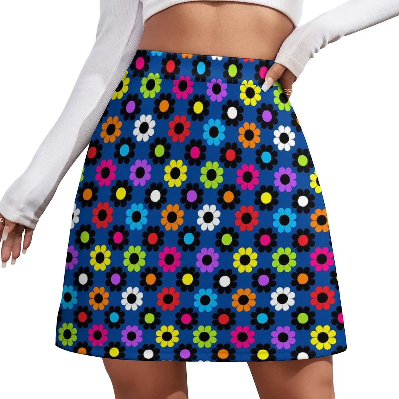 

Flower Power Skirt Women Colorful Print Trendy Mini Skirts High-waisted Custom Harajuku Casual Skirt Big Size 3XL 4XL