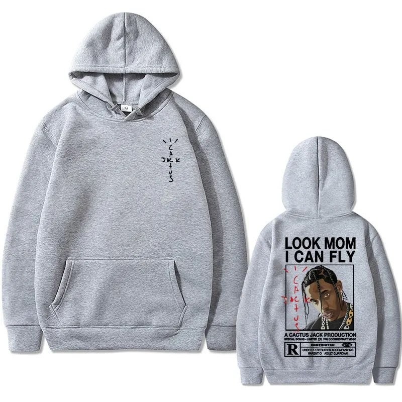 Cactus Jack Graphic Hoodie Men's Streetwear Awesome Look Mom I Can Fly Print Sweatshirt Men Women's Hip Hop Oversized Hoodies