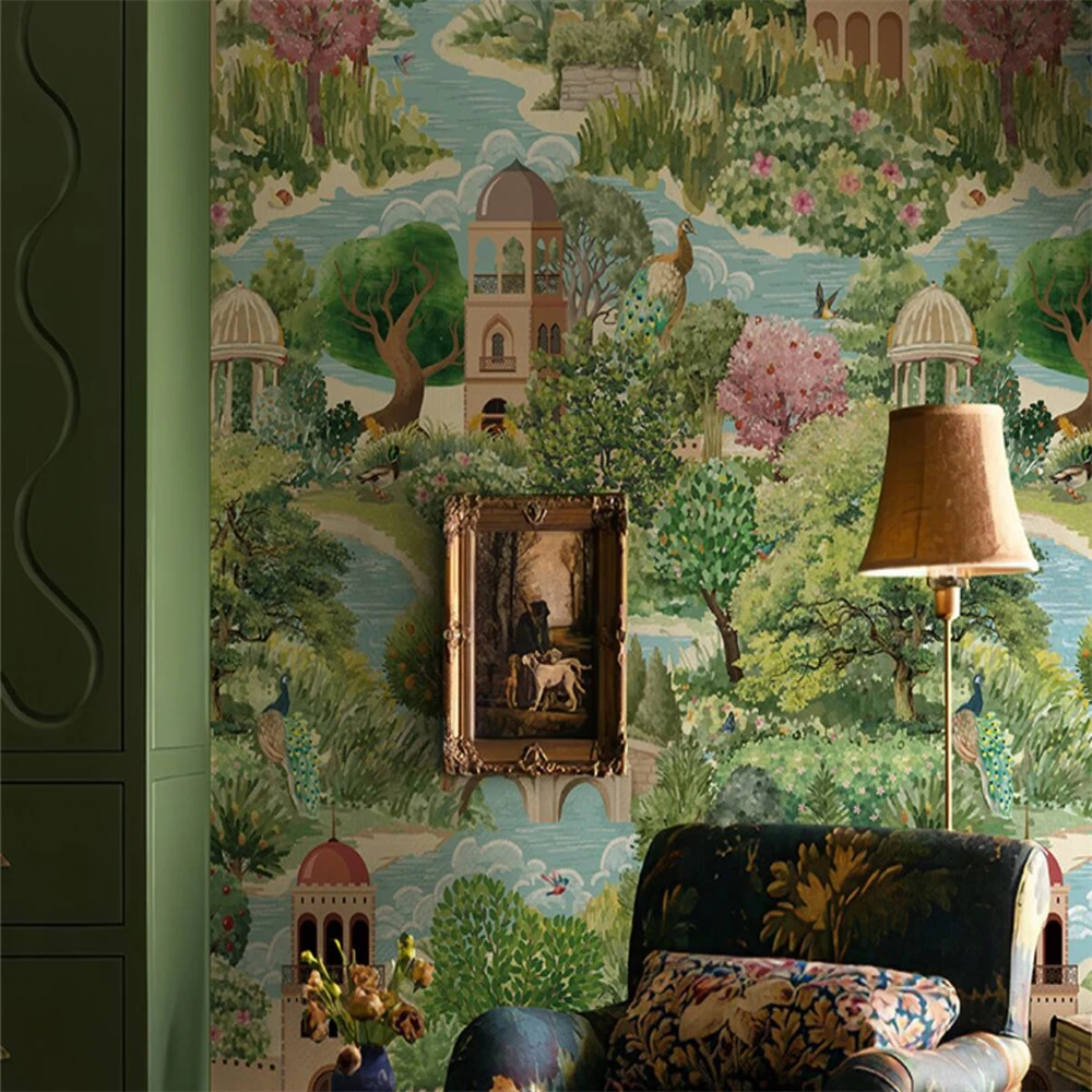 Custom Art Photo Mural Wallpaper for Living Room - American Countryside Garden Design